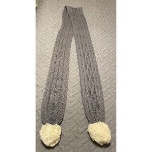 Aran Pom Pom Knit Scarf Patrick Francis Irish 65.5 inches in length